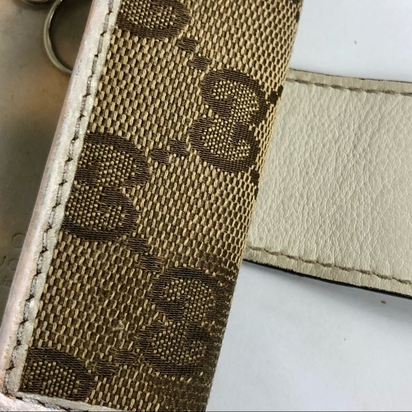 GUCCI Gold Heart Canvas Monogram Key Card Holder - Picture 11 of 13